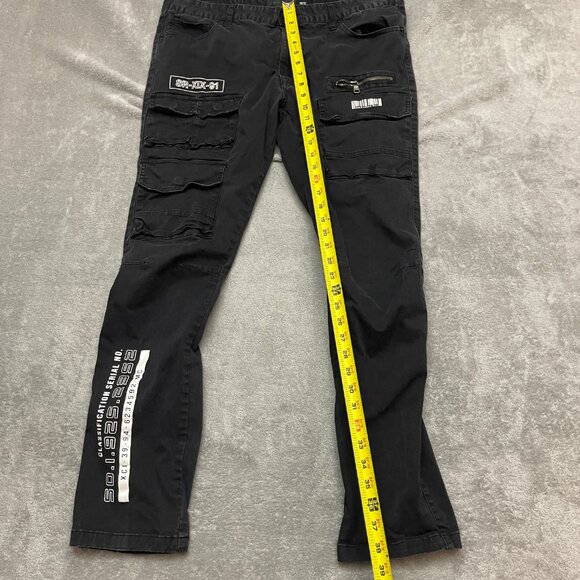 Decibel Jeans Mens 38x32 Black Cargo Slim Straight Graphics - Picture 4 of 13